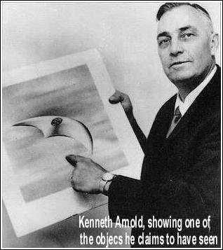 Kenneth Arnold showing his 'Saucer' 